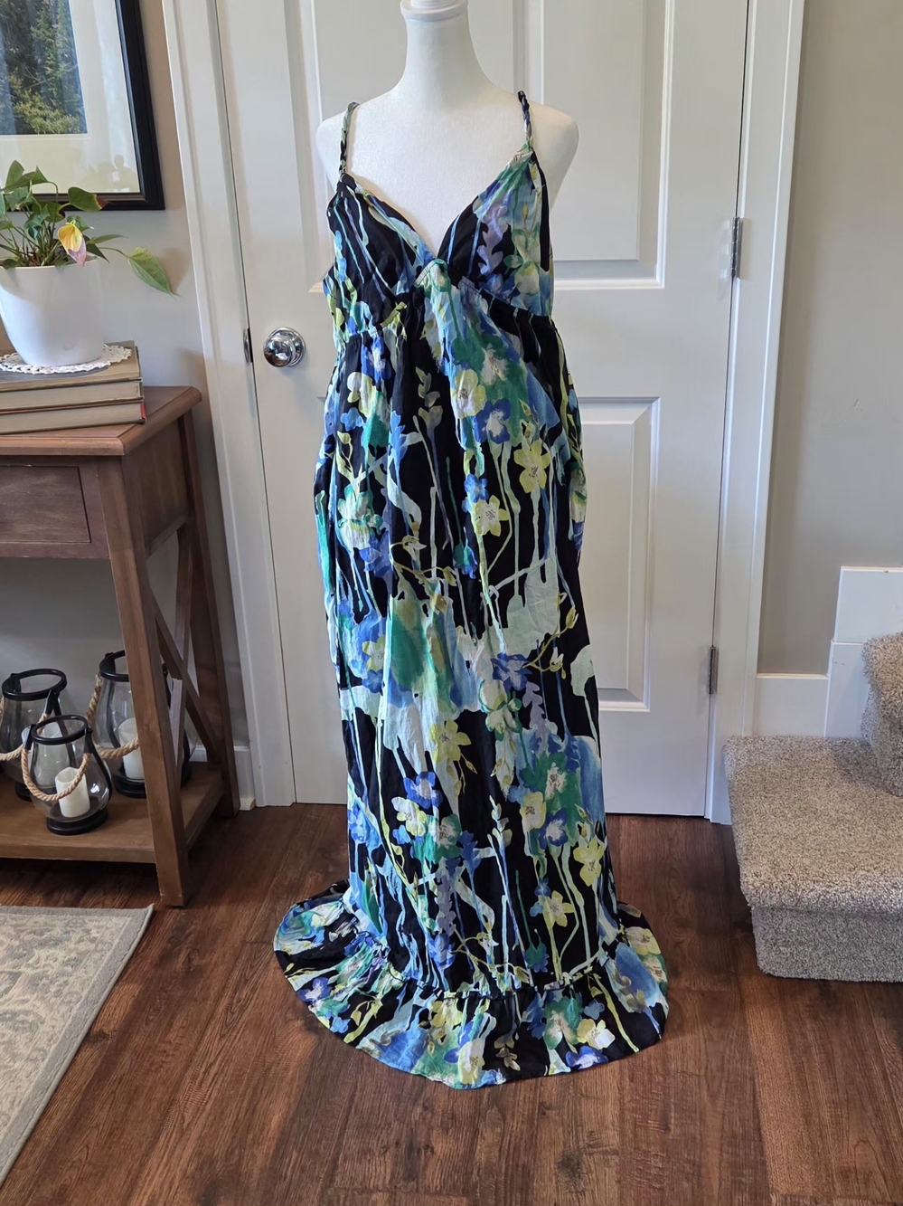 Old Navy Sundress Maxi Women's Size L Pockets Lined Cruise Vacation Cotton